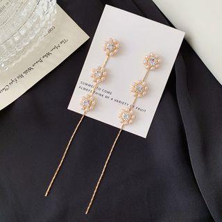 Floral Drop Ear Stud / Clip-on Earring