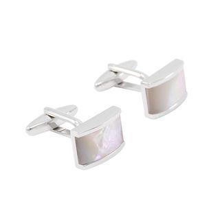 Fashion Elegant Geometric Rectangular Mother-of-pearl Cufflinks Silver - One Size