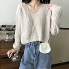 V-neck Distressed Cropped Sweater