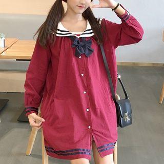 Sailor Collar Long-sleeve Mini Dress