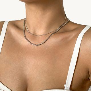 Rhinestone Layered Alloy Choker