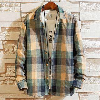 Long-sleeve Plaid Shirt / Long-sleeve Plain Shirt