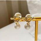 Faux Pearl Knot Clip-on Earring 1 Pair - Gold - One Size