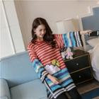 3/4-sleeve Knit Patterned Dress