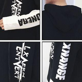 Hooded Printed Panel Pullover