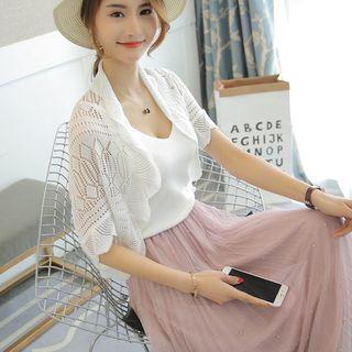 Open Front Elbow-sleeve Knit Jacket