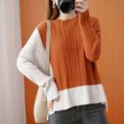 Two-tone Sweater Light Brown - One Size