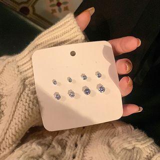 Set Of 8: Rhinestone Stud Earring