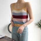 Rainbow Striped Knit Tank Top As Shown In Figure - One Size
