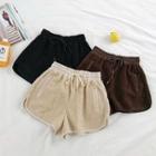 Plain High-waist Lace-up Shorts