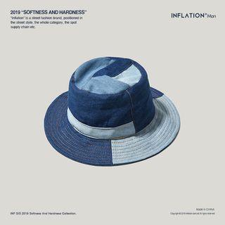 Patchwork Bucket Hat Denim Blue - One Size