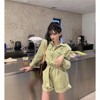Tie-waist Shirt Romper