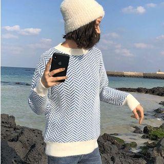 Contrast Trim Pattern Sweater