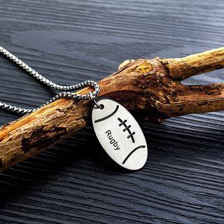 Stainless Steel Rugby Pendant Necklace