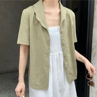 Lettuce Edge Open-placket Button Shirt