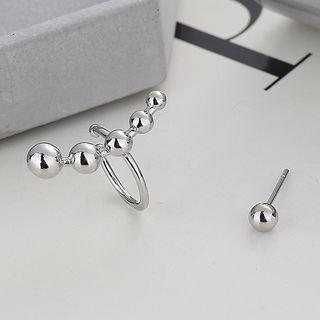 Asymmetrical Alloy Cuff Earring Silver - One Size