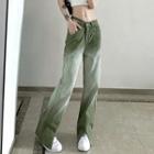 Low Waist Cutout Ombre Wide Leg Jeans