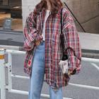 Oversized Plaid Shirt Jacket As Shown In Figure - One Size