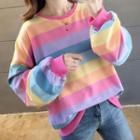 Oversize Rainbow Striped Sweatshirt
