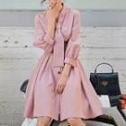 Tie Neck 3/4-sleeve A-line Dress