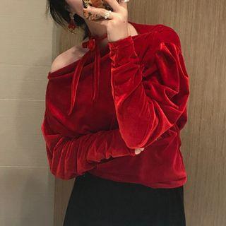 Velvet Cutout Blouse