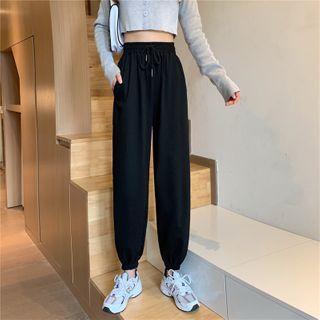 Plain High-waist Jogger Sweatpants