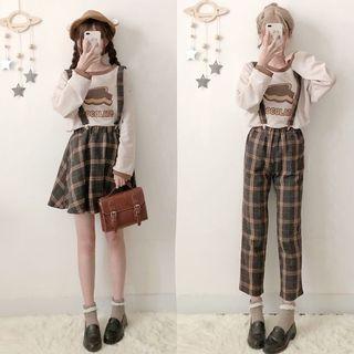 Printed Pullover / Suspender Skirt / Suspender Pants
