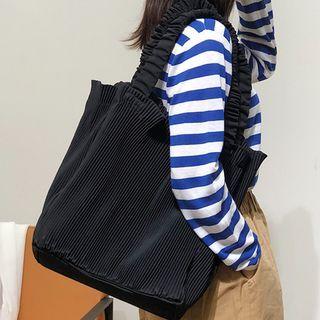 Shirred Strap Tote Bag Black - One Size