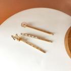 Set Of 3: Hair Clip Set - Gold - One Size