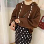 Plain Hooded Pullover / High-waist Polka Dot Skirt