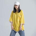 Mock Two-piece 3/4-sleeve Contrast-trim T-shirt