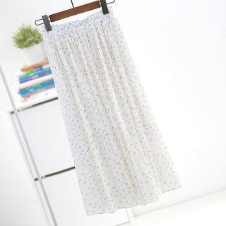 Midi Accordion Pleat Floral Skirt
