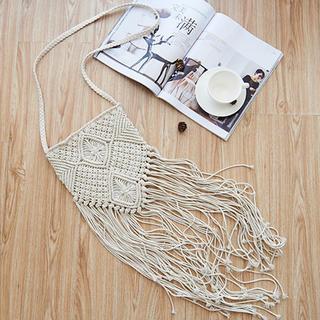 Woven Fringed Cross Bag