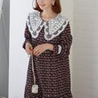 Lace-capelet Pattern Midi Dress
