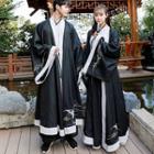 Couple Matching Hanfu Set: Long Crane Embroidered Coat + Sash