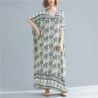 Patterned Short-sleeve Maxi Shift Dress As Shown In Figure - One Size