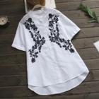 Embroidered Short-sleeved Top