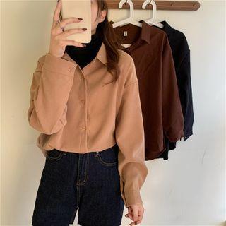 Long-sleeve Mock-neck Top / Long-sleeve Corduroy Shirt