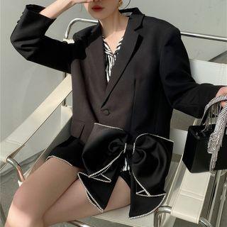 Bow Accent Single-breasted Blazer