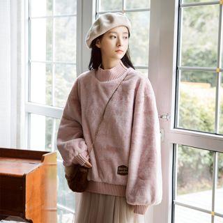 Long-sleeve Mock-turtleneck Sweatshirt Pink - One Size