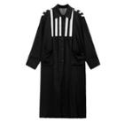 Striped Panel Midi A-line Shirt Dress Black - One Size