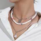 Pendant Layered Necklace 1pc - Silver - One Size