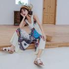 Printed Sleeveless Wide-leg Jumpsuit As Shown In Figure - One Size