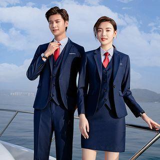 Plain Blazer / Vest / Shirt / Dress Pants / Mini Pencil Skirt / Set