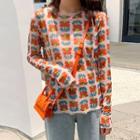 Flower Print Long-sleeve Top Flower - One Size