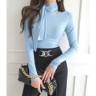Scarf-neck Slim-fit T-shirt