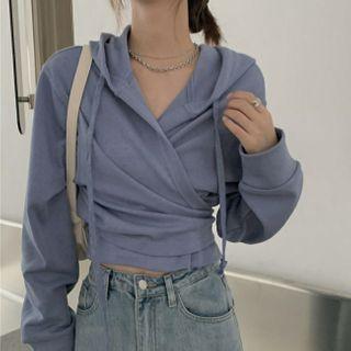 Shirred Cropped Hoodie