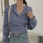 Shirred Cropped Hoodie