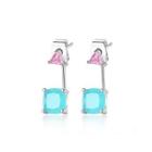 Simple Personality Geometric Colorful Cubic Zirconia Earrings Silver - One Size