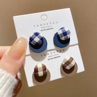 Gingham Stud Earring